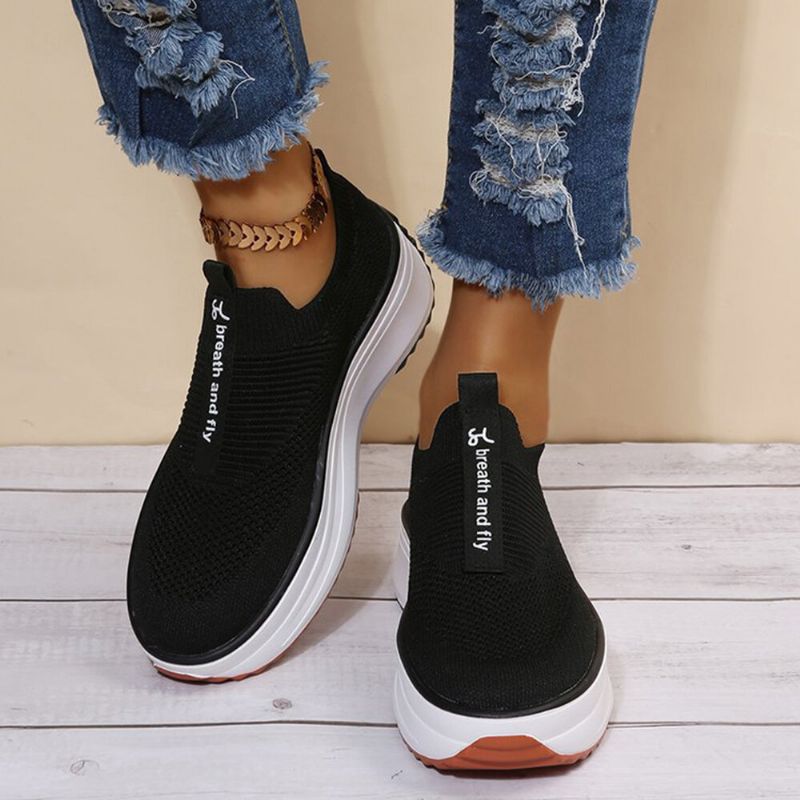 Plus Size Damskie Casual Elastyczne Slip-on Wygodne Oddychające Trampki Na Platformie