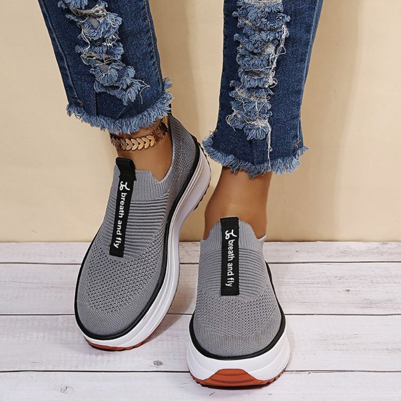 Plus Size Damskie Casual Elastyczne Slip-on Wygodne Oddychające Trampki Na Platformie