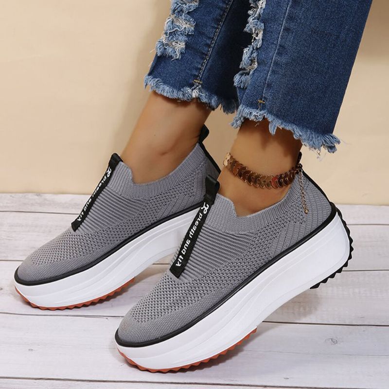 Plus Size Damskie Casual Elastyczne Slip-on Wygodne Oddychające Trampki Na Platformie