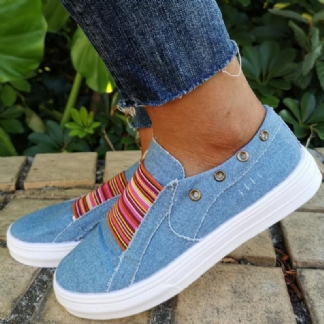 Plus Size Kobiety Casual Slip On Płaskie Denim Brezentowe Buty